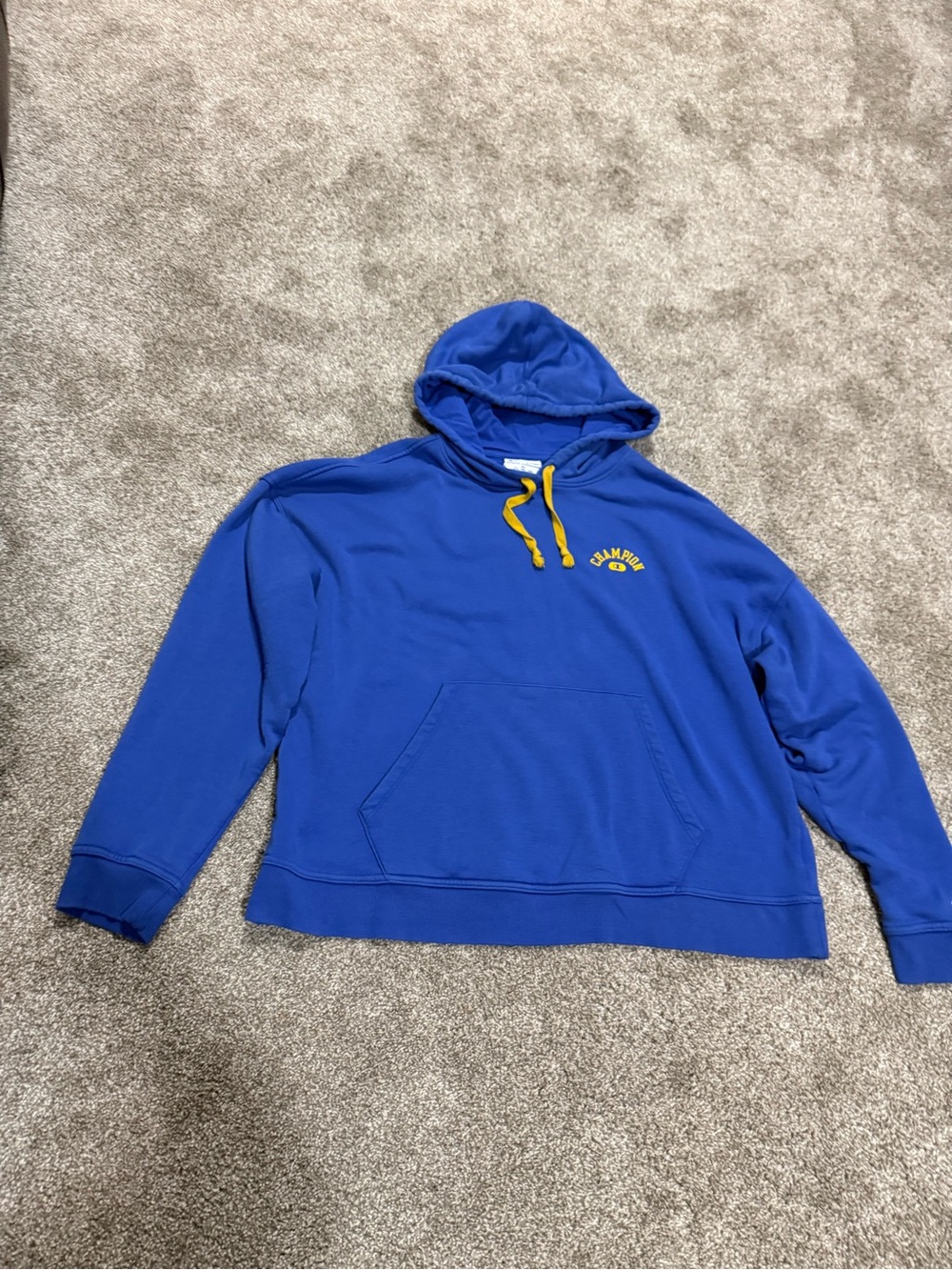 $5 for $20 min order ! Champion Royal Blue Hoodie with Yellow Drawstrings